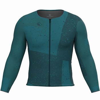 CAMISA CICLISMO UNISSEX SOFT SÓDBIKE, ZIPER FULL, MANGA LONGA, CORTE LASER, PETRÓLEO