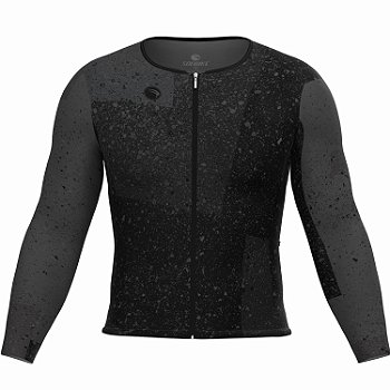 CAMISA CICLISMO UNISSEX SOFT SÓDBIKE, ZIPER FULL, MANGA LONGA, CORTE LASER, PRETA