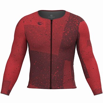 CAMISA CICLISMO UNISSEX SOFT SÓDBIKE, ZIPER FULL, MANGA LONGA, CORTE LASER, VERMELHA