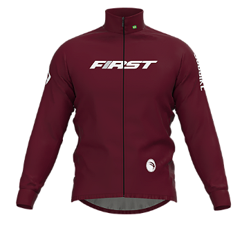 CORTA VENTO CICLISMO MASCULINA FIRST, 3 BOLSOS, ZIPER FULL, MARSALA