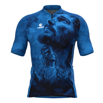 CAMISA CICLISMO MASCULINA SÓDBIKE, PROTEÇÃO SOLAR 20, ZIPER FULL, JESUS AZUL