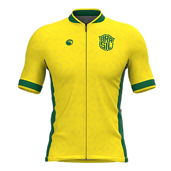 CAMISA CICLISMO MASCULINA SÓDBIKE 2026, ZIPER FULL, BRASIL AMARELA