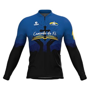 CAMISA CICLISMO MASCULINA SÓDBIKE,ZIPER FULL, CAMINHO DA FÉ MANGA LONGA
