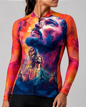 CAMISA CICLISMO FEMININA SÓDBIKE, ZIPER FULL, JESUS LONGA
