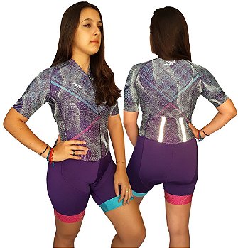 MACAQUINHO CICLISMO FEMININO SÓDBIKE, FORRO GEL E ESPUMA MISTO, TECIDO REFLETIVO