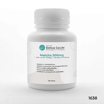 Cápsulas Verde Moduladora Corporal : Matcha + Gengibre + Chá Verde - 150 doses