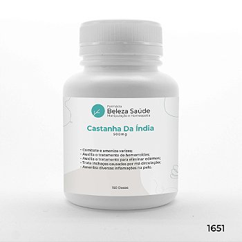 Castanha Da Índia 500mg - Cápsulas Antivarizes - 150 doses