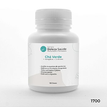 Chá Verde + Gengibre + 2 Ativos - Pré Treino - 120 doses