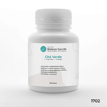 Chá Verde + Guaraná + Ginkgo - Revigorante Físico e Mental - 150 doses
