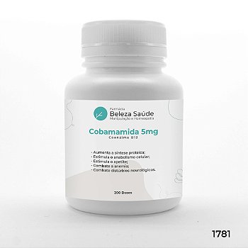 Cobamamida 5mg Coenzima B12 - Combate a Anemia - 200 doses