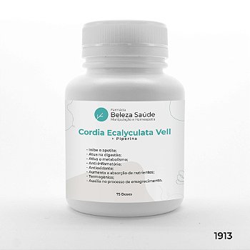 Cordia Ecalyculata Vell + Piperina - Termogênico Natural - 75 doses