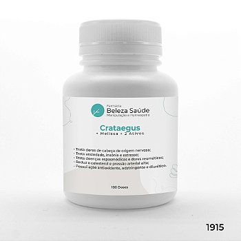 Crataegus + Melissa + 2 Ativos - Controle da Ansiedade - 100 doses