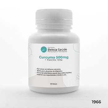 Curcuma 500mg + Piperina 15mg Saúde Física e Mental - 60 doses