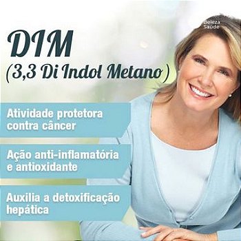 Dim ( Di-indol Metano ) 50mg : Equilíbrio Hormonal Proteção Contra os Efeitos Maléficos dos Estrógenos - 120 doses