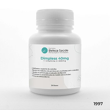 Dimpless 40mg + Vitamina C 300mg - Trata Celulite - 30 doses