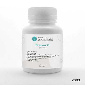 Drenow C 500mg - Drenagem em Cápsulas Uso Diário Anti Celulite - 120 doses