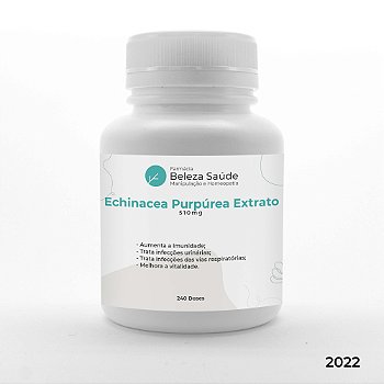 Echinacea Purpúrea Extrato 510mg ( Equinácea com 4% Polifenóis ) : Aumento da Imunidade, Reforço Antiviral - 240 doses