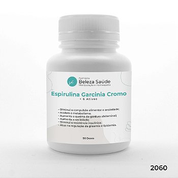 Espirulina Garcinia Cromo + 6 Ativos - Termogênico Abdominal - 90 doses