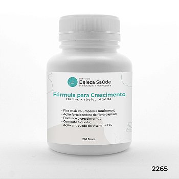 Fórmula para Crescer Barba Cabelo Bigode - 240 doses
