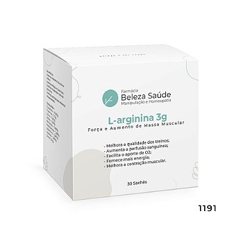 L-arginina 3gr Força e Aumento de Massa Muscular - 30 doses