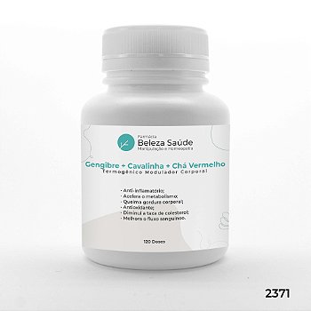 Gengibre + Cavalinha + Chá Vermelho - Termogênico Modulador Corporal - 120 doses