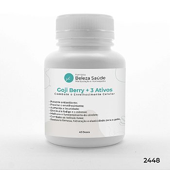 Goji Berry + 3 Ativos - Combate o Envelhecimento Celular - 45 doses