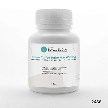 Green Coffee Turbo Max 650mg : Modulador Corporal que Queima Gordura com Café Verde - 180 doses