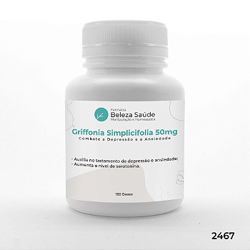 Griffonia Simplicifolia 50mg Depressão e Ansiedade - 120 doses