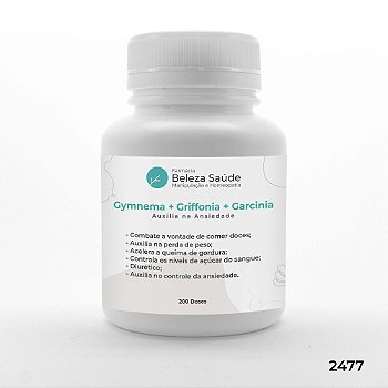 Gymnema + Griffonia + Garcinia - Auxilia na Ansiedade - 200 doses