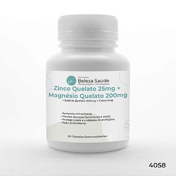 Zinco + Magnésio + Selênio + Cobre : 60 Caps Gastrorresist.