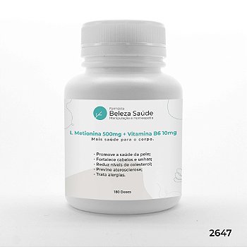 L Metionina 500mg + Vitamina B6 10mg - 180 doses