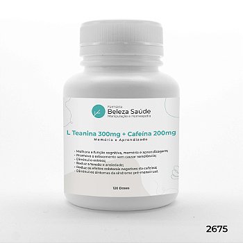 L Teanina 300mg + Cafeína 200mg - Aprendizado - 120 doses