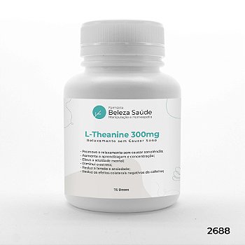 L Theanine 300mg Relaxamento sem Causar Sono - 75 doses