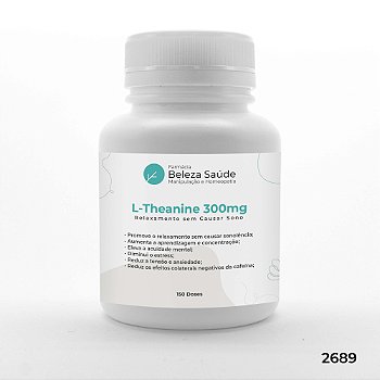 L Theanine 300mg Relaxamento sem Causar Sono - 150 doses