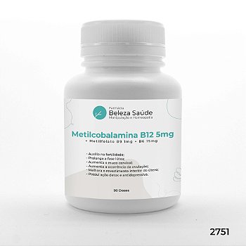 Metilcobalamina B12 5mg + Metilfolato B9 1mg + B6 15mg - 90 doses