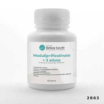 Modulip + Picolinato + 3 Ativos - Diminui Compulsão Alimentar - 60 doses