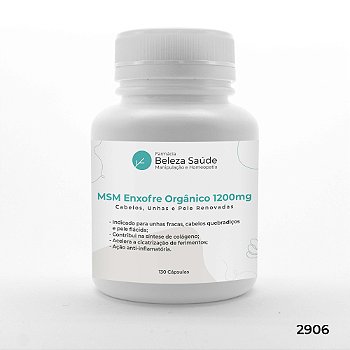 Msm Enxofre Orgânico 1200mg Para Cabelos e Unhas - 130 doses