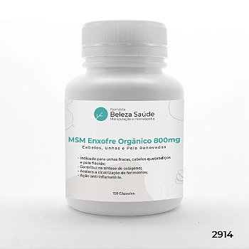 Msm Enxofre Orgânico 800mg Para Cabelos e Unhas - 150 doses