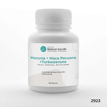 Mucuna + Maca Peruana + Turkesterone  :  Força, Potência, Estimulante - 120 doses