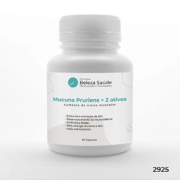 Mucuna Pruriens + 2 Ativos - Aumento da Massa Muscular - 90 doses