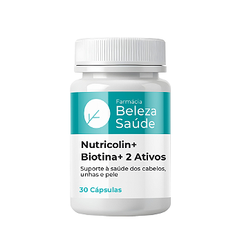 Nutricolin + Biotina + 2 Ativos - 30 Cápsulas Cabelos, Pele e Unhas