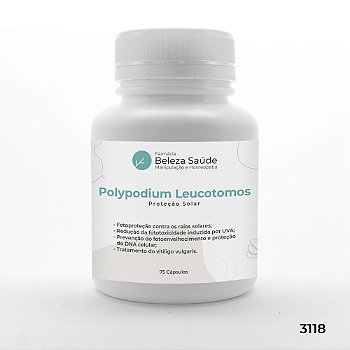 Polypodium Leucotomos 400mg Proteção Solar - 75 Cápsulas