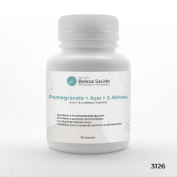 Pomegranate + Açaí + 2 Ativos - Anti Envelhecimento - 90 Cápsulas