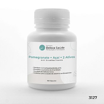 Pomegranate + Açaí + 2 Ativos - Anti Envelhecimento - 180 Cápsulas