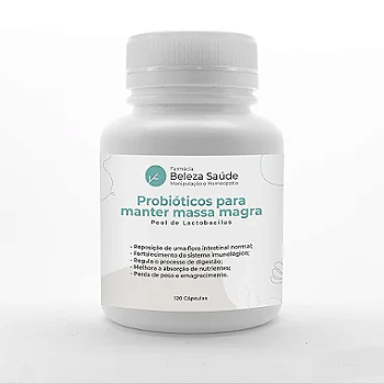 Probióticos para manter massa magra - Pool de Lactobacillus - 120 Cápsulas