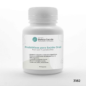Probióticos Para Saúde Oral : Pool Com 7 Lactobacillus 60 Cápsulas