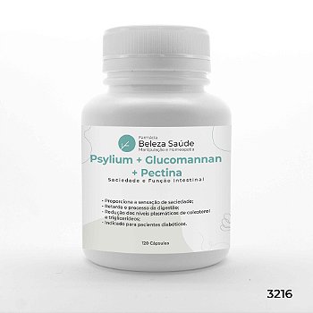 Psylium + Glucomannan + Pectina - Saciedade e Função Intestinal - 120 Cápsulas
