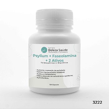 Psyllium + Faseolamina + 2 Ativos - Termogênico e Diurético - 150 Cápsulas