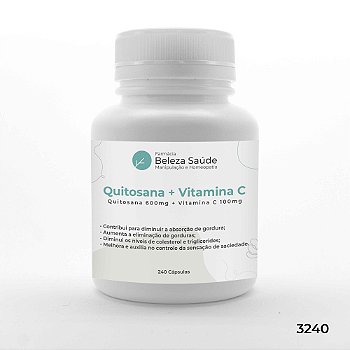 Quitosana 600mg + Vitamina C 100mg - 240 Cápsulas