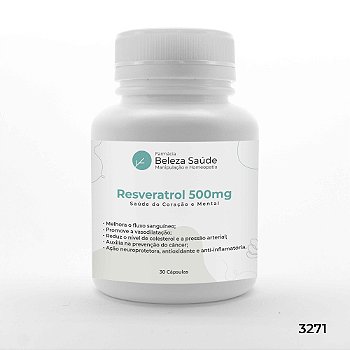 Resveratrol 500mg Saúde do Coração e Mental - 30 Cápsulas